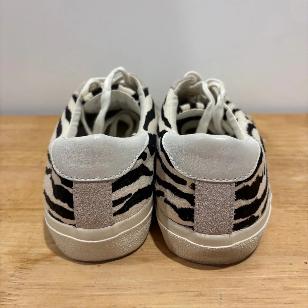 Madewell Zebra‎ Print Sidewalk Low Top Sneakers White Size 9 Calf Hair AE247
